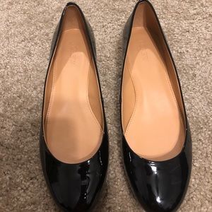 Brand new J. Crew black flats with gold heel